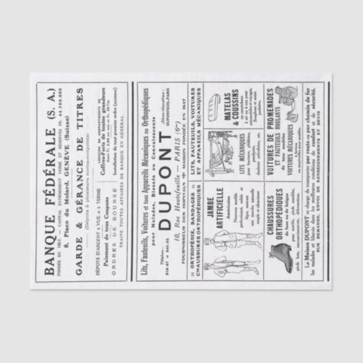 Franse advertenties Krantenties Pagina Mannen losk Tissuepapier (Voorkant)