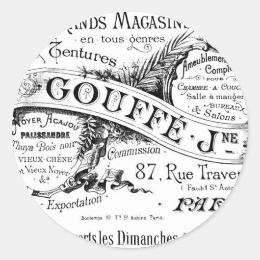  Franse adverteren typografie Ronde Sticker (Voorkant)