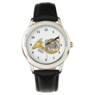 Franse afbeelding van hoorn cartoon horloge