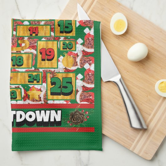 Franse afteldatum kerstrecorder theedoek (Quarter Fold)