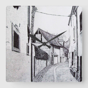 Franse Alley Drawing Clock Vierkante Klok