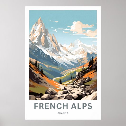 Franse Alpen Frankrijk Reisprint Poster (Voorkant)