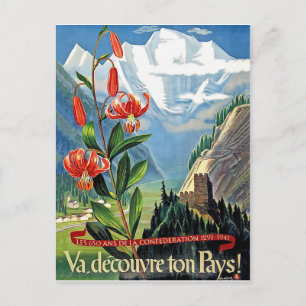 Franse Alpen in de zomer, Frankrijk, retro reisrec Briefkaart
