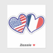 Franse Amerikaanse hartvlaggen Sticker (Vel)
