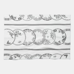 Franse Antiek Borden   ZWARTE keukenhanddoek