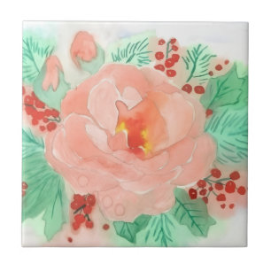 Franse aquarelroos tegeltje