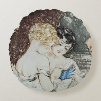  Franse Art Deco Louis Icart: Geheimen Rond Kussen