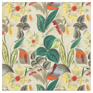 Franse Art Deco Tropical Flowers Pattern Stof