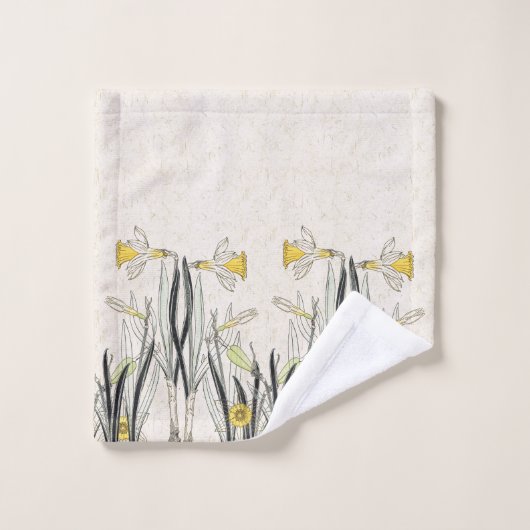 Franse Art Nouveau Narcissus Flower Bath-handdoeks Bad Handdoek (Wasdoekje)