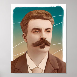 Franse auteur Guy de Maupassant illustratie Poster