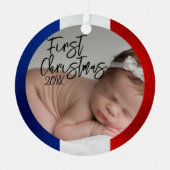 Franse Baby's Eerste Kerstmis Metalen Ornament (Voorkant)