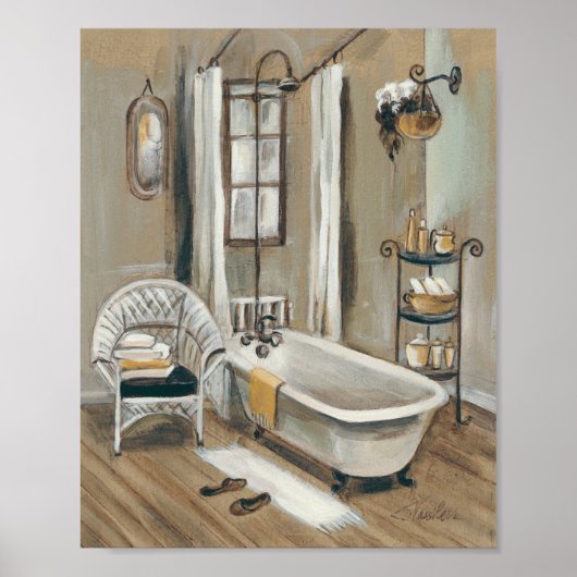 Franse badkamer met Bathtub Poster (Voorkant)