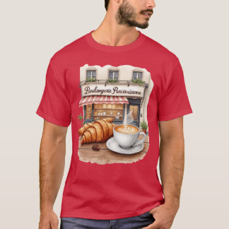 Franse Bakkerij Caf Croissant Koffie Kunst vriende T-shirt