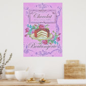 Franse bakkerij-chocolade-kake Advert Poster (Keuken)