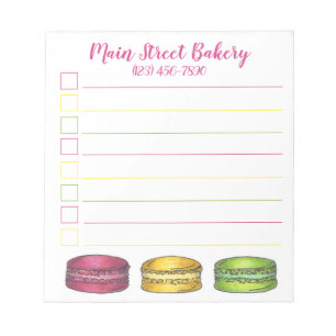 Franse bakkerij Macaron Cookies Pastry, gepersonal Notitieblok
