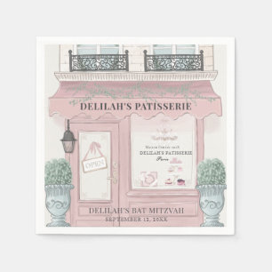 Franse bakkerij Patisserie Paris Pink Bat Mitswa Servet