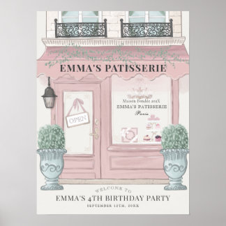 Franse Bakkerij Patisserie Roze Verjaardags Welkom Poster
