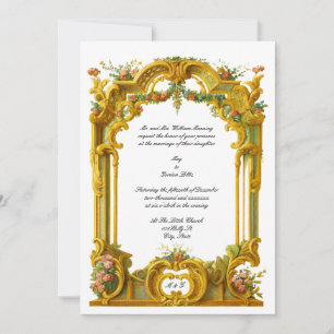 Franse Barok Rococo stijl kleur rand bruiloft Kaart