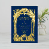 Franse Baroque Rococo Wedding Folie Uitnodiging (Staand Voorkant)