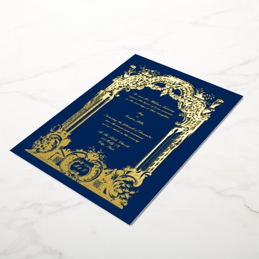 Franse Baroque Rococo Wedding Folie Uitnodiging (Gedraaid)
