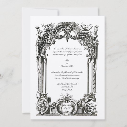  Franse Baroque Rococo Wedding Kaart (Voorkant)