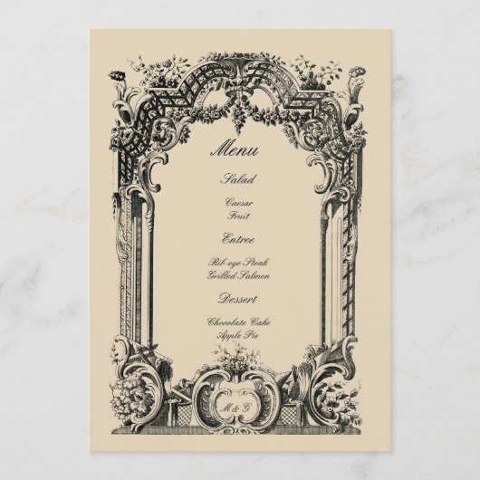 Franse Baroque Rococo Wedding Menu (Voorkant)