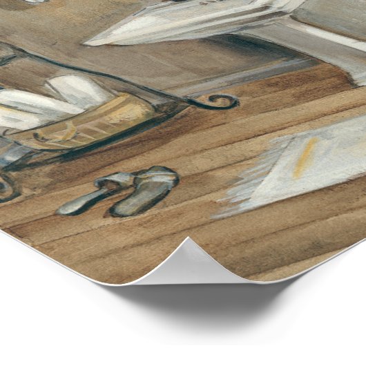 Franse Bathroom met Mirror en Sink Poster (Hoek)