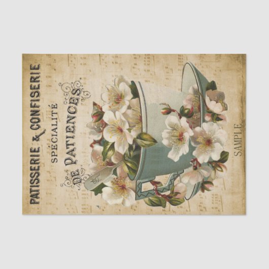 Franse beker van bloemen tissuepapier (Voorkant)