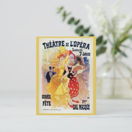  Franse belle époque masquerade ball ad hoc Briefkaart (Staand voorkant)
