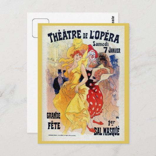 Franse belle époque masquerade ball ad hoc Briefkaart (Voorkant / Achterkant)