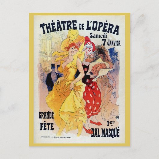  Franse belle époque masquerade ball ad hoc Briefkaart (Voorkant)