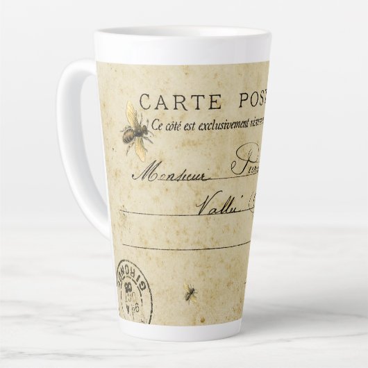 Franse bijenpostkaart latte mok (Linkerhoek)