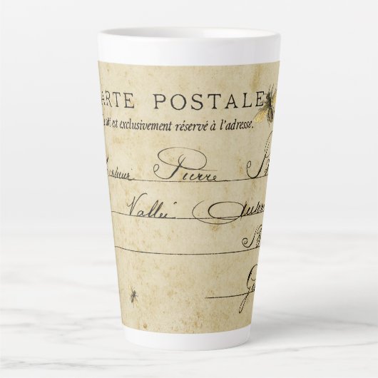 Franse bijenpostkaart latte mok (Voorkant)