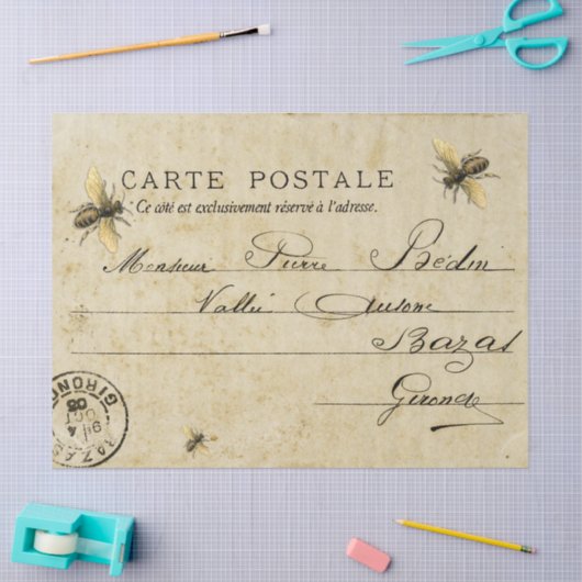 Franse bijenpostkaart tissuepapier (Craft)