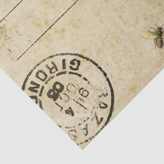 Franse bijenpostkaart tissuepapier (Detail)