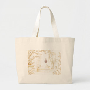 Franse binnenplaats gedroogde bloemen elegante boo grote tote bag