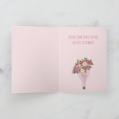 Franse Birthday Pink bouquet of bloemen Kaart (Binnen)