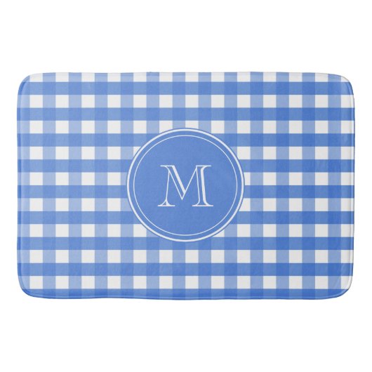 Franse blauw-witte gingham controles badmat (Voorkant)
