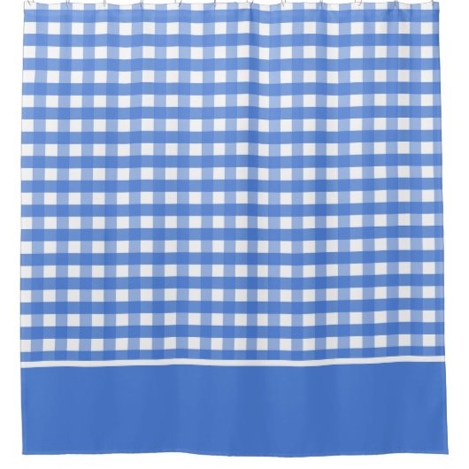 Franse blauw-witte gingham controles douchegordijn (Voorkant)