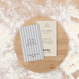  Franse Blauwe Bakkerij Logo Gestreept Visitekaartje