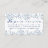 Franse Blauwe Bloemen Toile Bruids Recept Informatiekaartje (Voorkant)