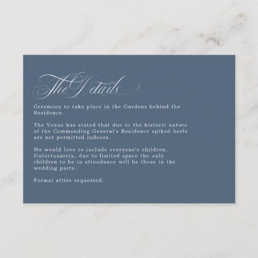 Franse Blauwe Bloemen Trouwdetails Informatiekaartje (Voorkant)