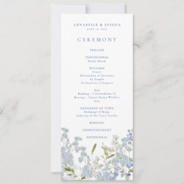 Franse Blauwe Bloemen Wedding Ceremony Programma