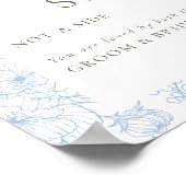 Franse Blauwe Bloemenlijn Art Kies een Zetel Poster (Hoek)