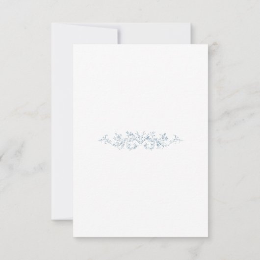 Franse Blauwe bruiloft Lijst Dank u Bedankkaart (Achterkant)