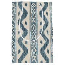 Franse Blauwe en Crème Ikat, Geweven Uitzicht