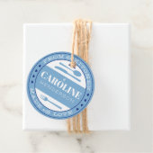 Franse blauwe en marine harten gemaakt met liefde bedankjes labels (In situ)