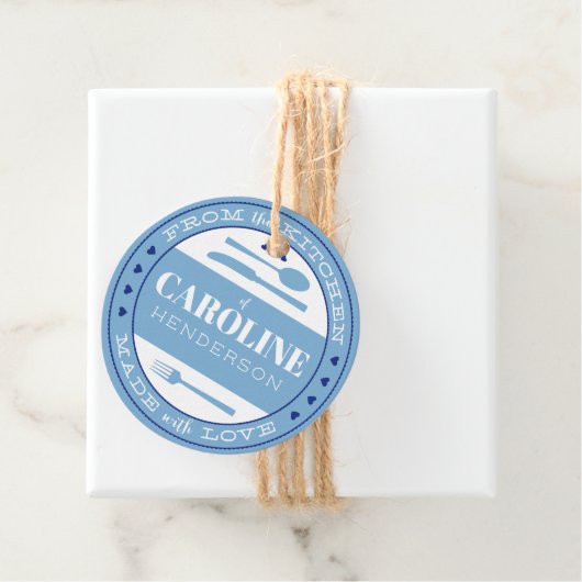 Franse blauwe en marine harten gemaakt met liefde  bedankjes labels (In situ)