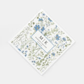 Franse Blauwe FloraL bruiloft cocktail servetten (Hoek)