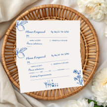 Franse Blauwe Handgetekende Champagne Whimsical Br